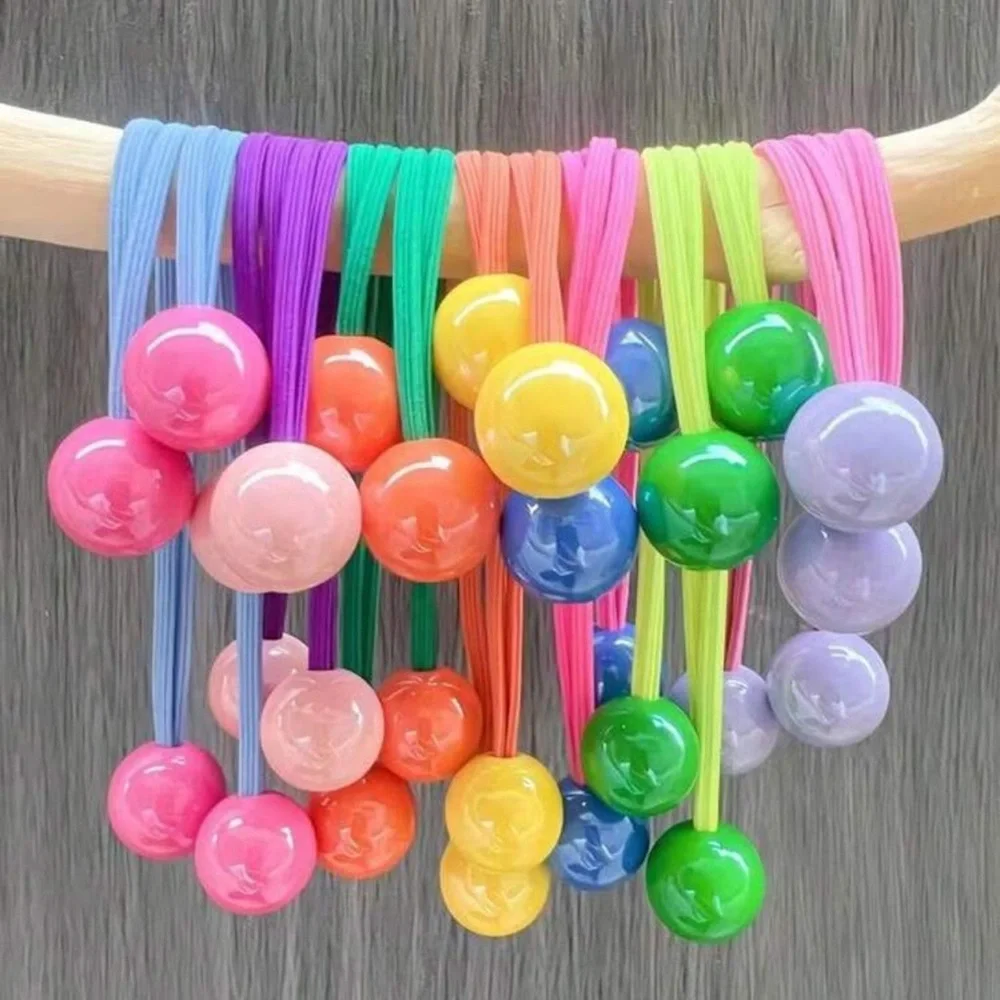 🟢🟡 7pcs Candy-Colored Dual Ball Simple Hair Ties❗️🟣🔵